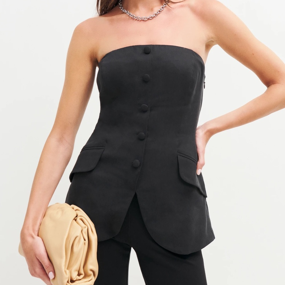 Reformation Tonya Black Strapless Top